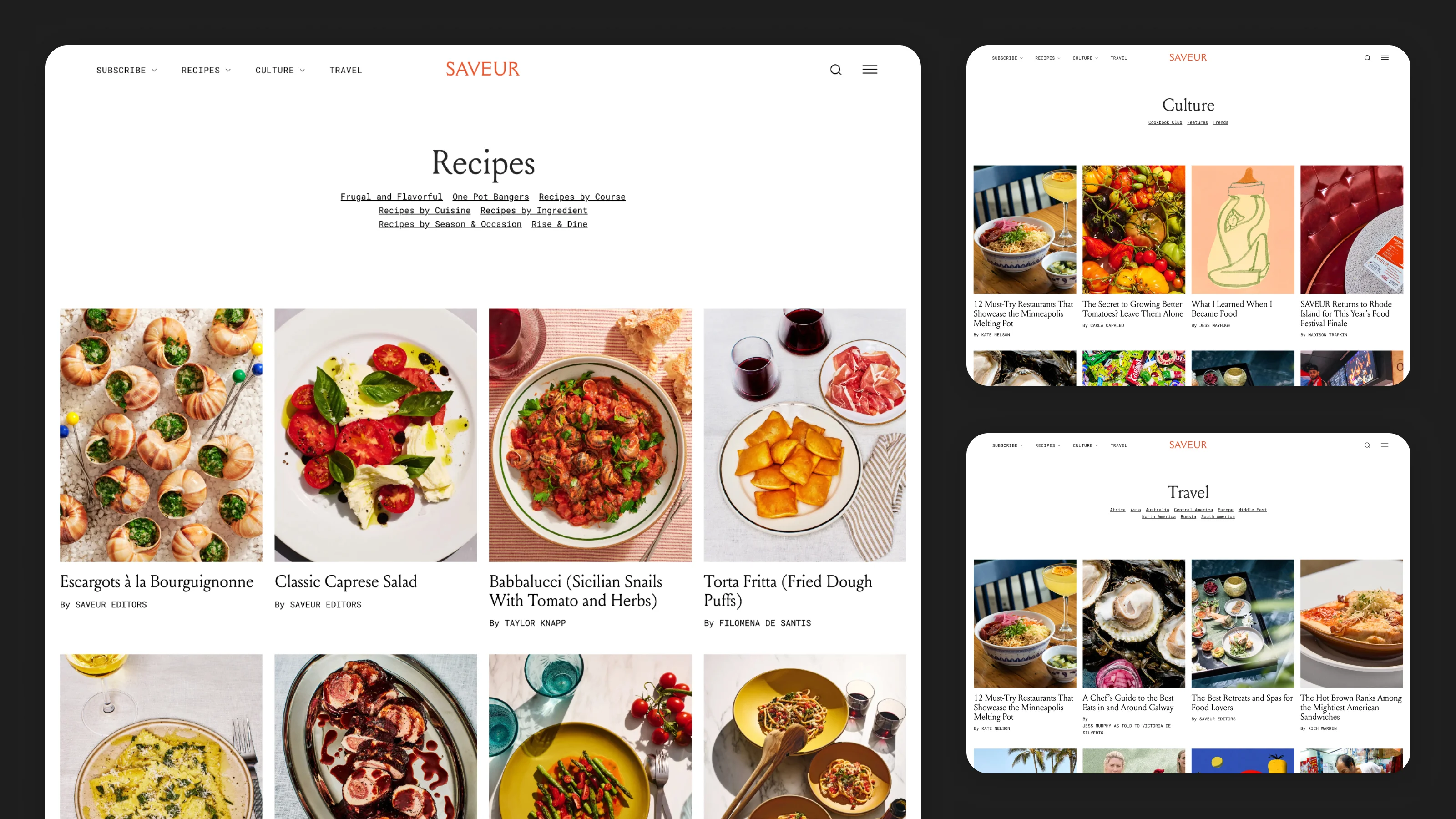 Saveur IA: topic-first navigation across cuisine, course, and ingredient