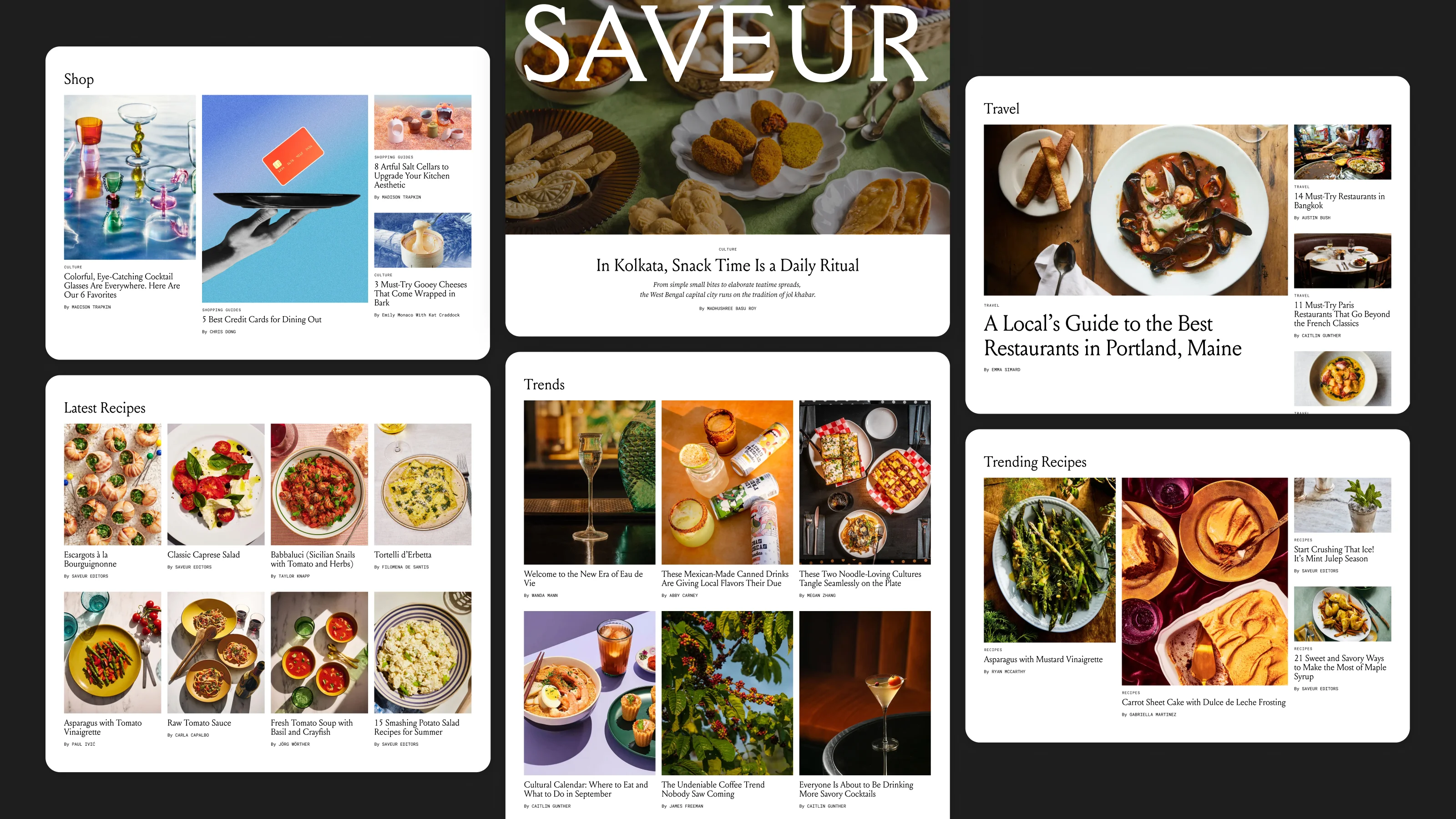 Saveur homepage: editorial feed and category navigation